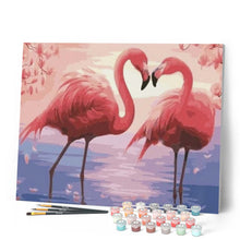 Load image into Gallery viewer, paint by numbers | Flamingos Romance | animals birds easy flamingos new arrivals | FiguredArt