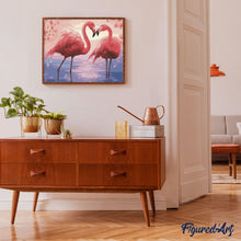 Load image into Gallery viewer, paint by numbers | Flamingos Romance | animals birds easy flamingos new arrivals | FiguredArt