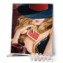 Load image into Gallery viewer, paint by numbers | Woman with Cards | easy new arrivals portrait | FiguredArt