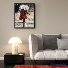 Load image into Gallery viewer, paint by numbers | Woman walking down the stairs in the Rain | advanced romance | FiguredArt