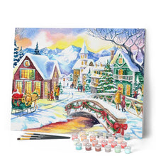 Load image into Gallery viewer, paint by numbers | Small Village during Winter | intermediate landscapes new arrivals | FiguredArt