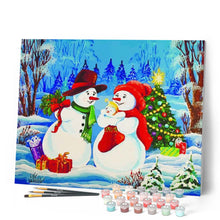 Load image into Gallery viewer, paint by numbers | Snowman Family | christmas intermediate new arrivals | FiguredArt