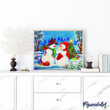 Load image into Gallery viewer, paint by numbers | Snowman Family | christmas intermediate new arrivals | FiguredArt