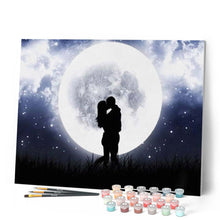 Load image into Gallery viewer, paint by numbers | Romantic Kiss and Full Moon | advanced new arrivals romance | FiguredArt