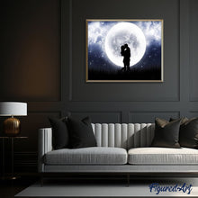 Load image into Gallery viewer, paint by numbers | Romantic Kiss and Full Moon | advanced new arrivals romance | FiguredArt