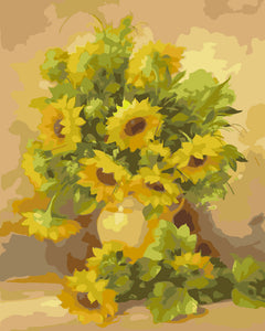 paint by numbers | Vase of yellow sunflowers | easy flowers | FiguredArt