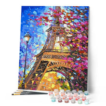 Load image into Gallery viewer, paint by numbers | eiffel tower in spring season | new arrivals cities romance advanced | FiguredArt