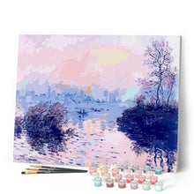 Load image into Gallery viewer, paint by numbers | claude monet sunset on the seine at lavacourt | new arrivals landscapes advanced | FiguredArt
