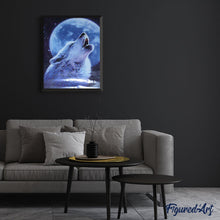 Load image into Gallery viewer, paint by numbers | wolf howling and moon | new arrivals animals wolves intermediate | FiguredArt