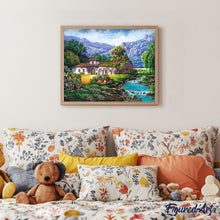 Load image into Gallery viewer, paint by numbers | quiet house near the river | new arrivals landscapes mountains advanced | FiguredArt