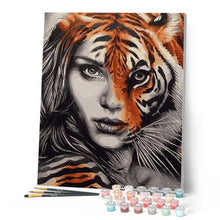 Load image into Gallery viewer, Paint by numbers | The Tiger Woman | animals intermediate portrait tigers | Figured'Art