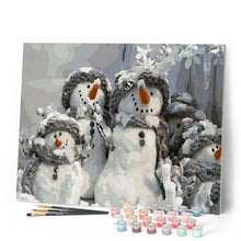 Load image into Gallery viewer, paint by numbers | Four Christmas snowmen | christmas easy | FiguredArt