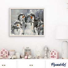Load image into Gallery viewer, paint by numbers | Four Christmas snowmen | christmas easy | FiguredArt