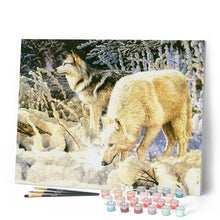 Load image into Gallery viewer, paint by numbers | Couple of White Wolves | advanced animals wolves | FiguredArt