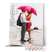 Load image into Gallery viewer, Paint by numbers | Man and woman with red umbrella | intermediate romance | Figured'Art