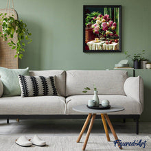 Load image into Gallery viewer, paint by numbers | Cup of coffee and lovely bouquet | advanced flowers | FiguredArt