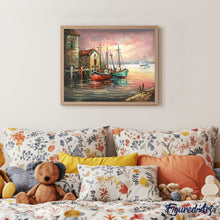 Load image into Gallery viewer, paint by numbers | Fishing boats at Port | advanced landscapes ships and boats | FiguredArt