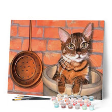 Load image into Gallery viewer, paint by numbers | Cat playing in the kitchen | animals cats easy | FiguredArt