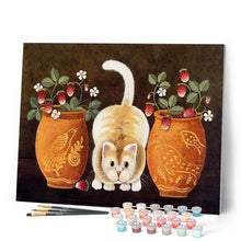 Load image into Gallery viewer, paint by numbers | Cat and vases | animals cats flowers intermediate | FiguredArt