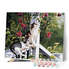 Load image into Gallery viewer, paint by numbers | Cats and Hummingbird | advanced animals birds cats | FiguredArt