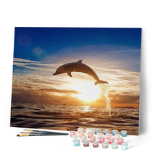 Load image into Gallery viewer, paint by numbers | Jumping Dolphin | advanced animals dolphins landscapes | FiguredArt