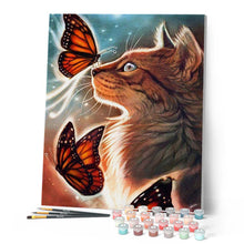 Load image into Gallery viewer, Paint by numbers | Cat and Butterflies | animals cats advanced butterflies | Figured'Art