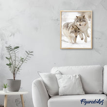 Load image into Gallery viewer, paint by numbers | Wolves playing in the Snow | advanced animals wolves | FiguredArt