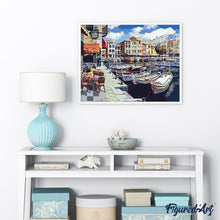 Load image into Gallery viewer, paint by numbers | Boats in Harbor | advanced landscapes ships and boats | FiguredArt