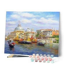 Load image into Gallery viewer, paint by numbers | Gondolier in Venice | advanced cities landscapes ships and boats | FiguredArt
