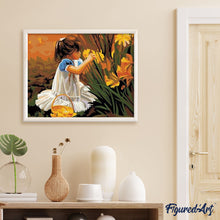 Load image into Gallery viewer, paint by numbers | Little girl picking flowers | easy flowers romance | FiguredArt