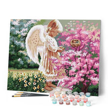 Load image into Gallery viewer, paint by numbers | Little Angel and Flower Bush | flowers intermediate religion | FiguredArt