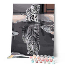 Load image into Gallery viewer, paint by numbers | Kitten Reflective Tiger | animals cats easy tigers | FiguredArt