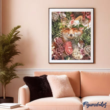 Load image into Gallery viewer, paint by numbers | fox in the flowers | new arrivals flowers animals foxes advanced | FiguredArt