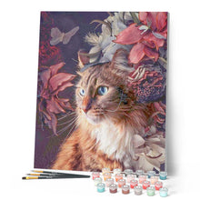 Load image into Gallery viewer, paint by numbers | cat with flowers and butterfly | new arrivals animals cats advanced | FiguredArt