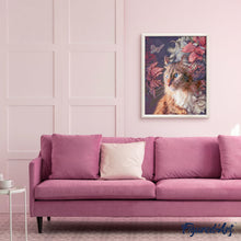 Load image into Gallery viewer, paint by numbers | cat with flowers and butterfly | new arrivals animals cats advanced | FiguredArt