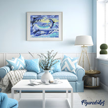 Load image into Gallery viewer, paint by numbers | Dolphins playing | advanced animals dolphins landscapes | FiguredArt