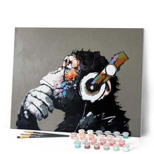 Load image into Gallery viewer, paint by numbers | Monkey wearing headphones | animals easy monkeys | FiguredArt