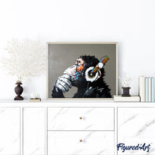 Load image into Gallery viewer, paint by numbers | Monkey wearing headphones | animals easy monkeys | FiguredArt