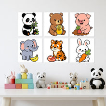 Load image into Gallery viewer, Mini Paint by Numbers Set 20x20cm (6 pieces) - Cute and Hungry