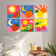 Load image into Gallery viewer, Mini Paint by Numbers Set 20x20cm (6 pieces) - Fruit and Celestial Pop