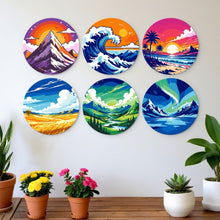 Load image into Gallery viewer, Mini Paint by Numbers Set - Discs Ø20cm (6 pieces) - Nature's Wonders