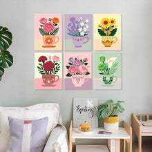Load image into Gallery viewer, Mini Paint by Numbers Set 15x20cm (6 pieces) - Teacup Blooms