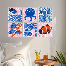 Load image into Gallery viewer, Mini Paint by Numbers Set 20x20cm (6 pieces) - Deep Blue Wonders