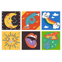 Load image into Gallery viewer, Mini Paint by Numbers Set 20x20cm (6 pieces) - Retro Pop Icons Figured'Art