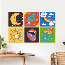 Load image into Gallery viewer, Mini Paint by Numbers Set 20x20cm (6 pieces) - Retro Pop Icons