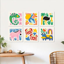 Load image into Gallery viewer, Mini Paint by Numbers Set 20x20cm (6 pieces) - Painted Wildlife 2