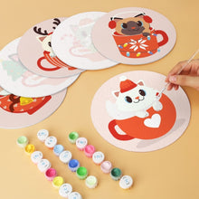 Load image into Gallery viewer, Mini Paint by Numbers Set - Discs Ø20cm (6 pieces) - Cats in Christmas Mugs