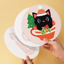 Load image into Gallery viewer, Mini Paint by Numbers Set - Discs Ø20cm (6 pieces) - Cats in Christmas Mugs