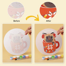 Load image into Gallery viewer, Mini Paint by Numbers Set - Discs Ø20cm (6 pieces) - Cats in Christmas Mugs
