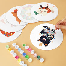 Load image into Gallery viewer, Mini Paint by Numbers Set - Discs Ø20cm (6 pieces) - Festive Critter